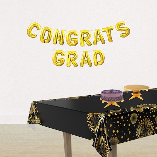 Beistle 12ft. Gold Congrats Grad Balloon Streamers, 2ct.